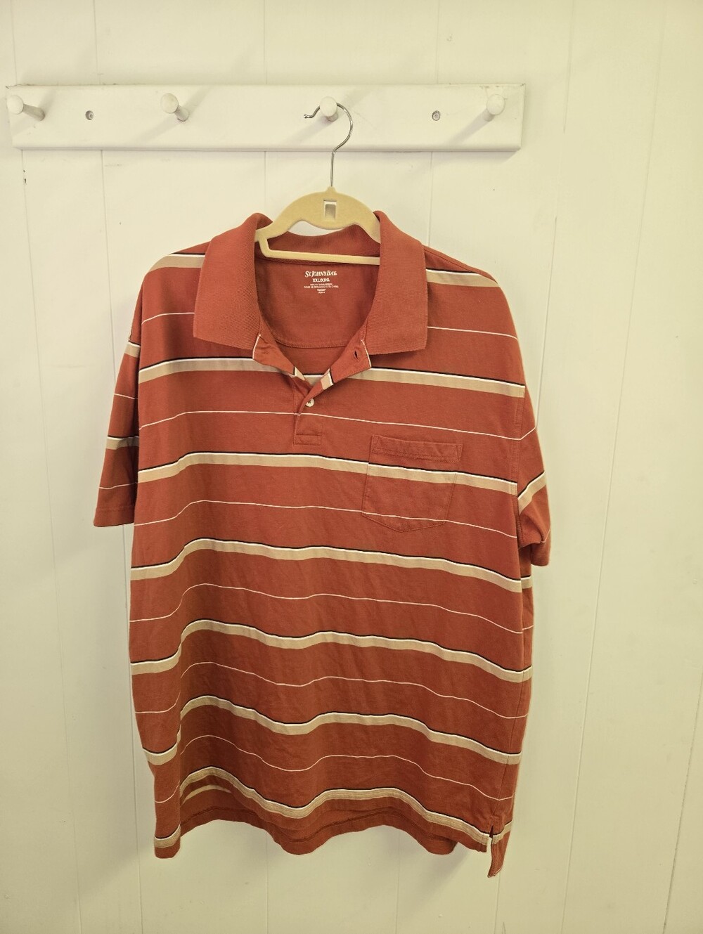 St. John's Bay Men's Rust and Cream Striped Polo